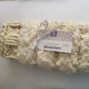 Hand Crafted knit scrunching leg warmers cream 9" Calf Size 6 to 9 yrs. Average